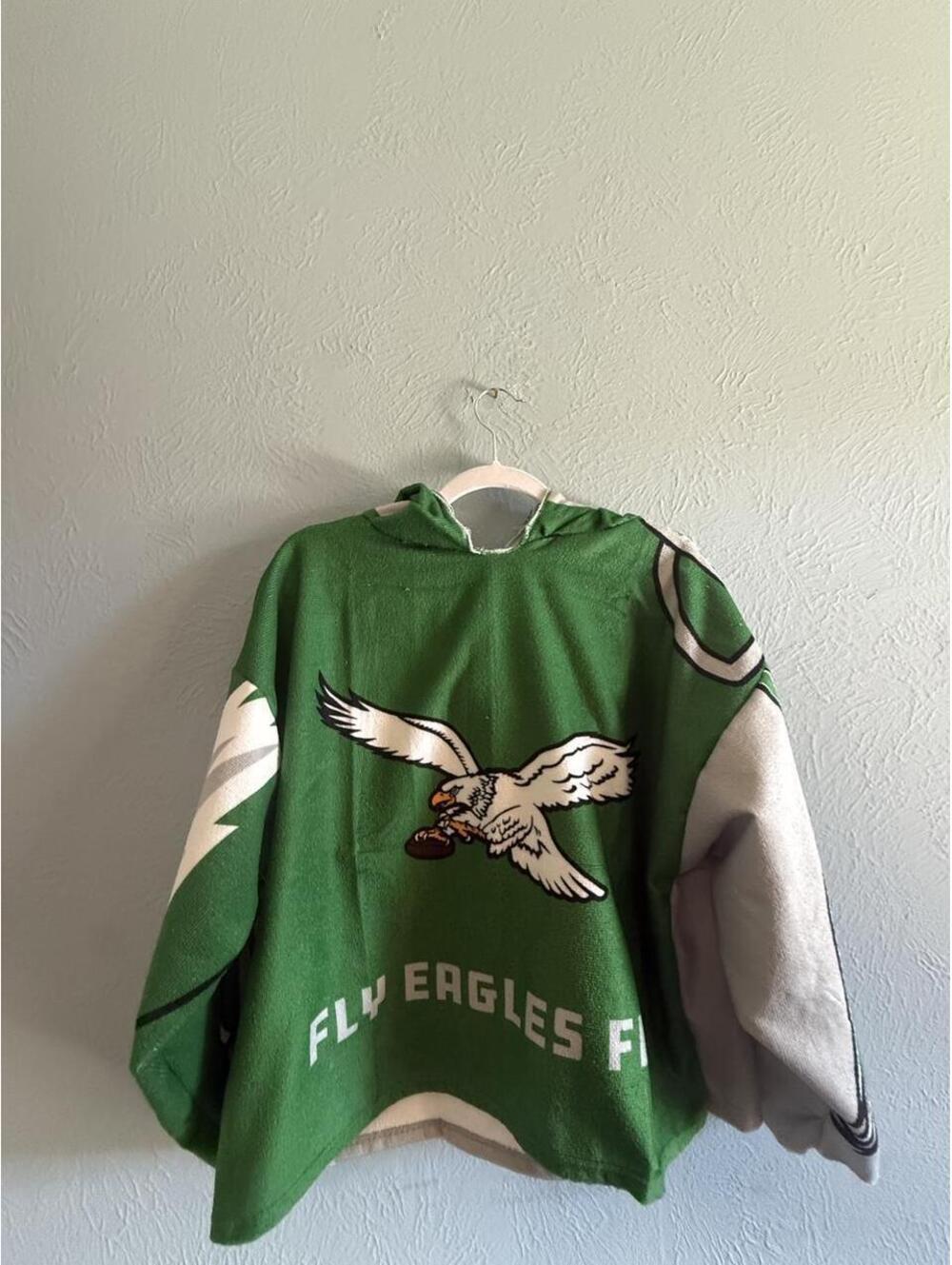 Handmade Philadelphia Eagles NFL Kelly green terry sweatshirt lightweight hoodie